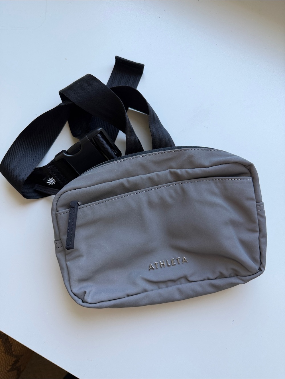 Athleta Gray Belt Bag with Black Strap